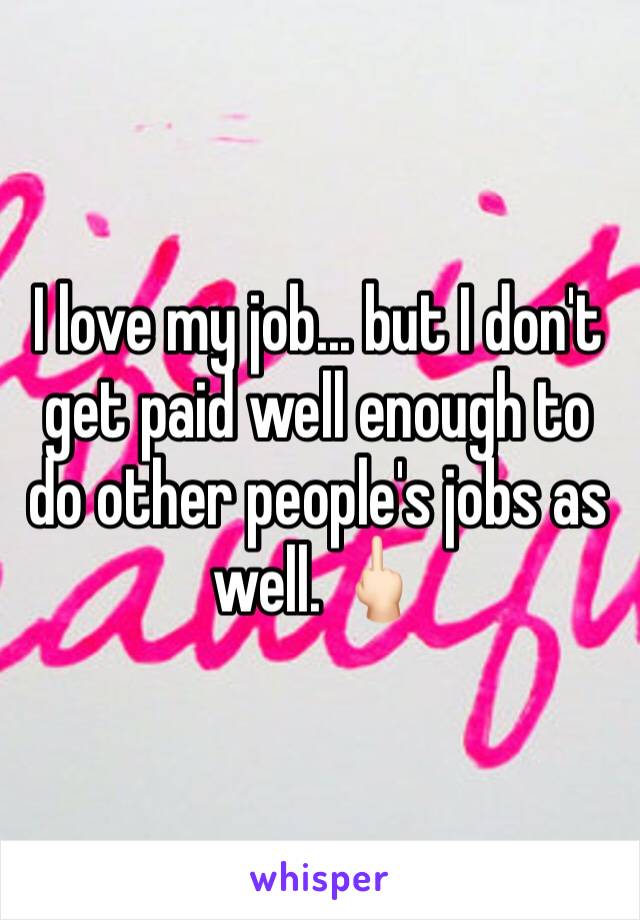 I love my job... but I don't get paid well enough to do other people's jobs as well. 🖕🏻