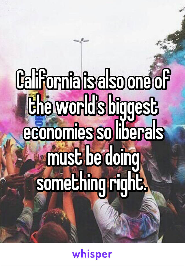 California is also one of the world's biggest economies so liberals must be doing something right. 