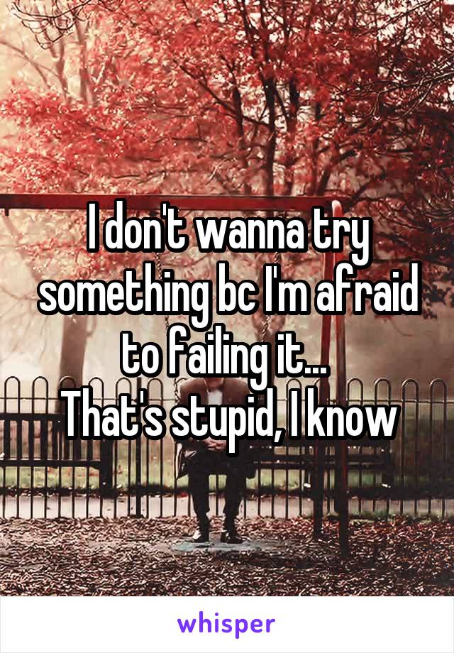 I don't wanna try something bc I'm afraid to failing it... 
That's stupid, I know