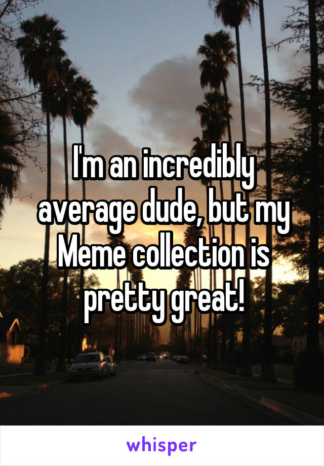 I'm an incredibly average dude, but my Meme collection is pretty great!