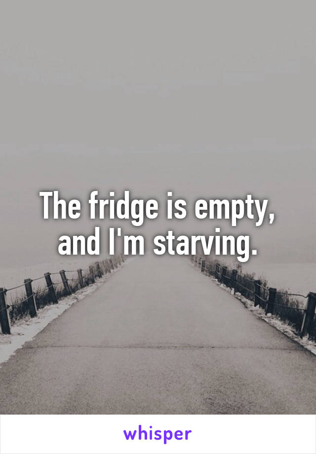 The fridge is empty, and I'm starving.