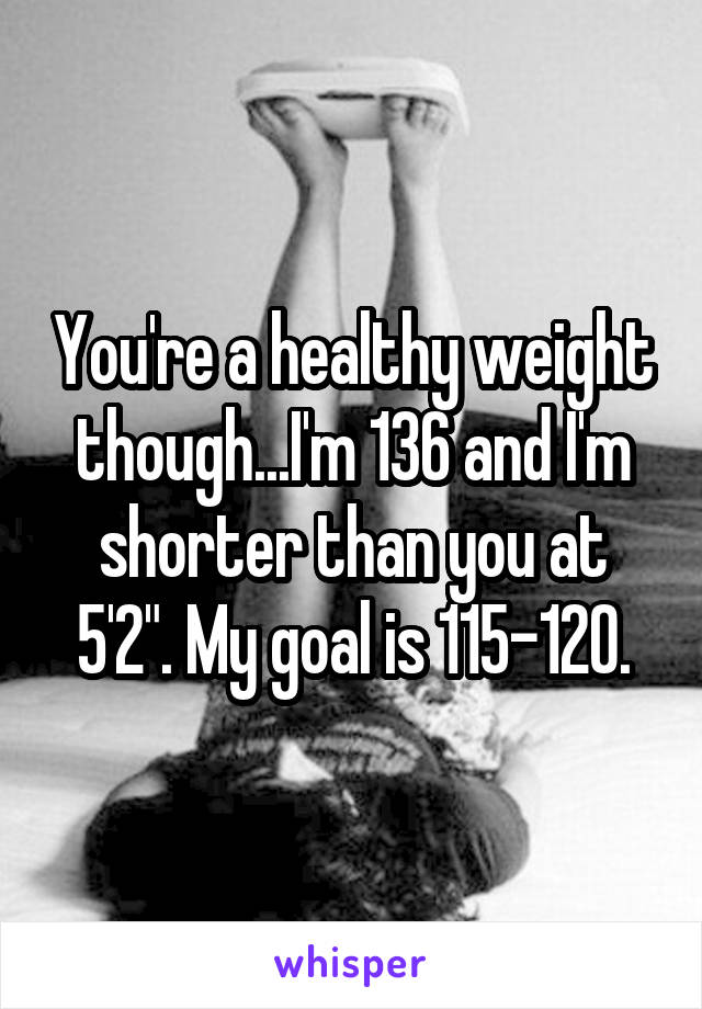 You're a healthy weight though...I'm 136 and I'm shorter than you at 5'2". My goal is 115-120.