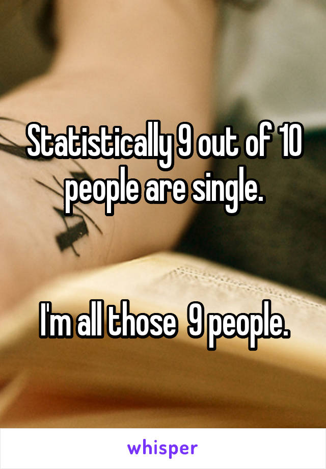 Statistically 9 out of 10 people are single.


I'm all those  9 people.