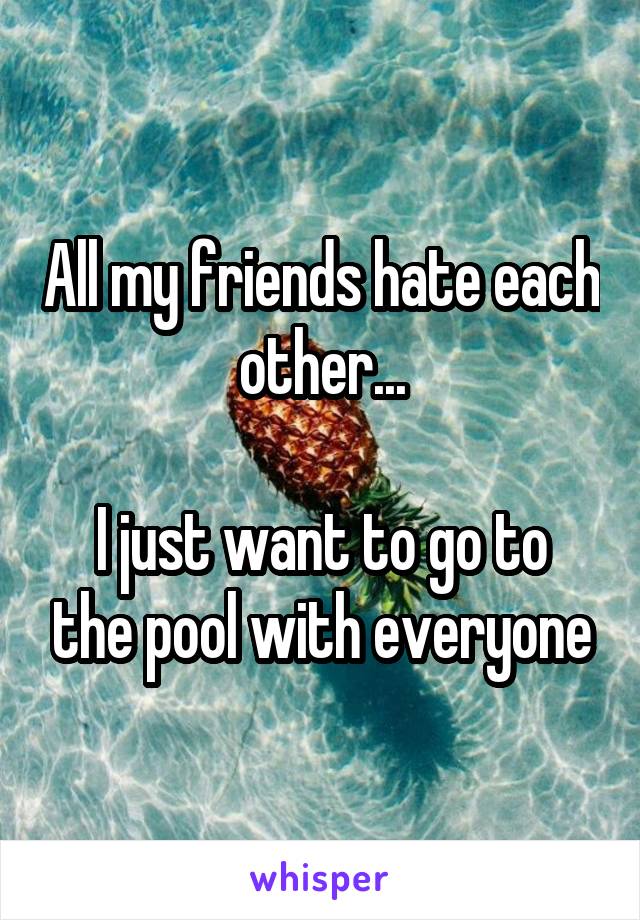 All my friends hate each other...

I just want to go to the pool with everyone