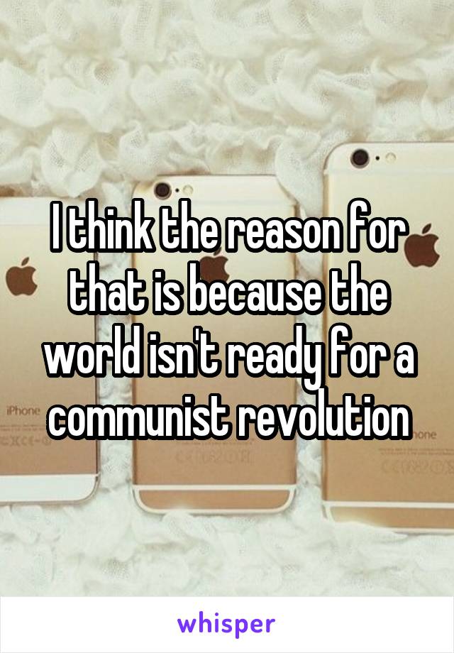 I think the reason for that is because the world isn't ready for a communist revolution