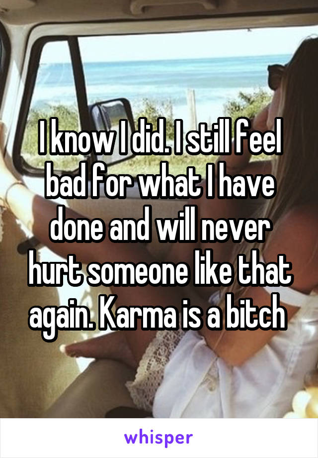 I know I did. I still feel bad for what I have done and will never hurt someone like that again. Karma is a bitch 