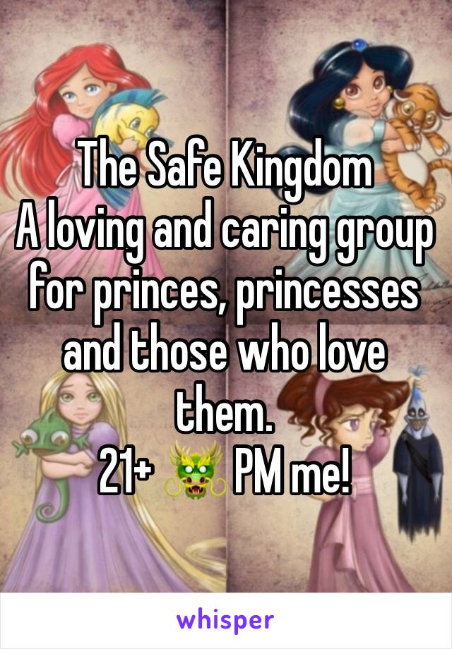 The Safe Kingdom 
A loving and caring group for princes, princesses and those who love them.
21+ 🐲 PM me!