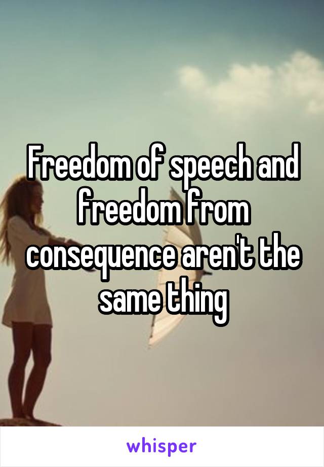 Freedom of speech and freedom from consequence aren't the same thing