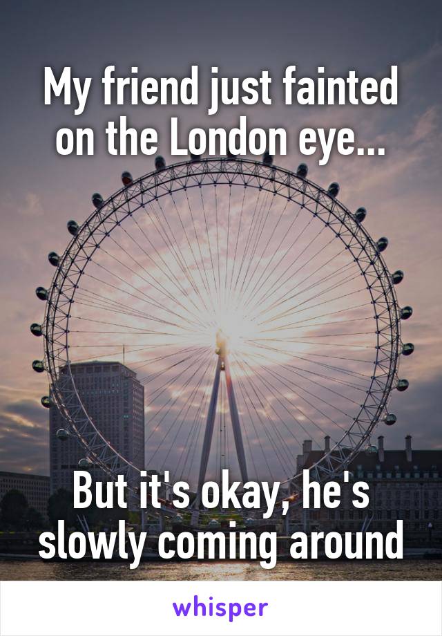 My friend just fainted on the London eye...






But it's okay, he's slowly coming around