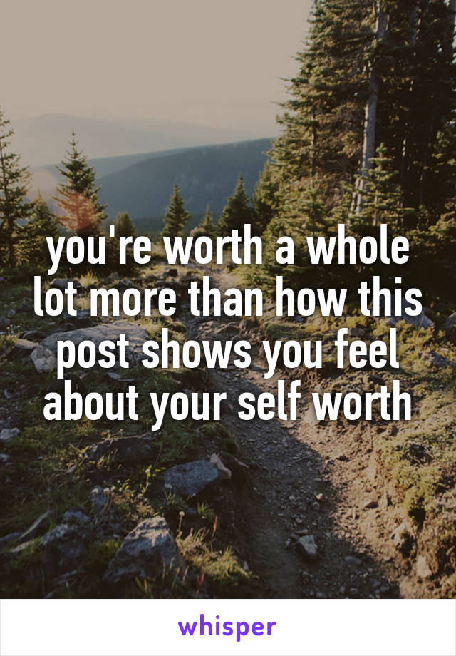 you're worth a whole lot more than how this post shows you feel about your self worth