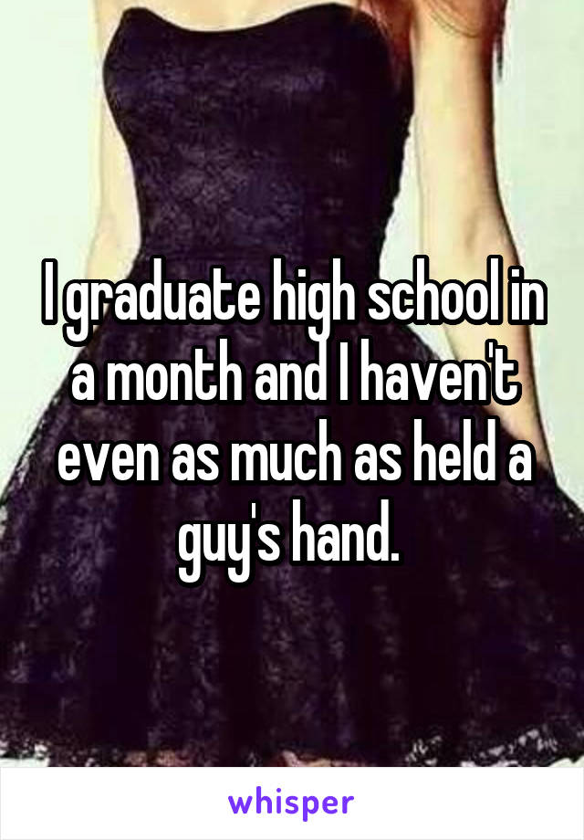 I graduate high school in a month and I haven't even as much as held a guy's hand. 