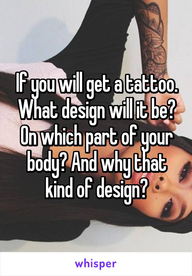 If you will get a tattoo. What design will it be? On which part of your body? And why that kind of design?
