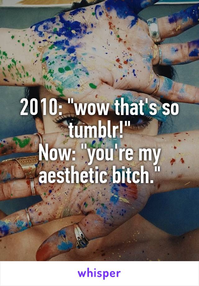 2010: "wow that's so tumblr!"
Now: "you're my aesthetic bitch."
