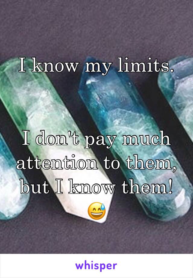 I know my limits.


I don't pay much attention to them, but I know them!
😅