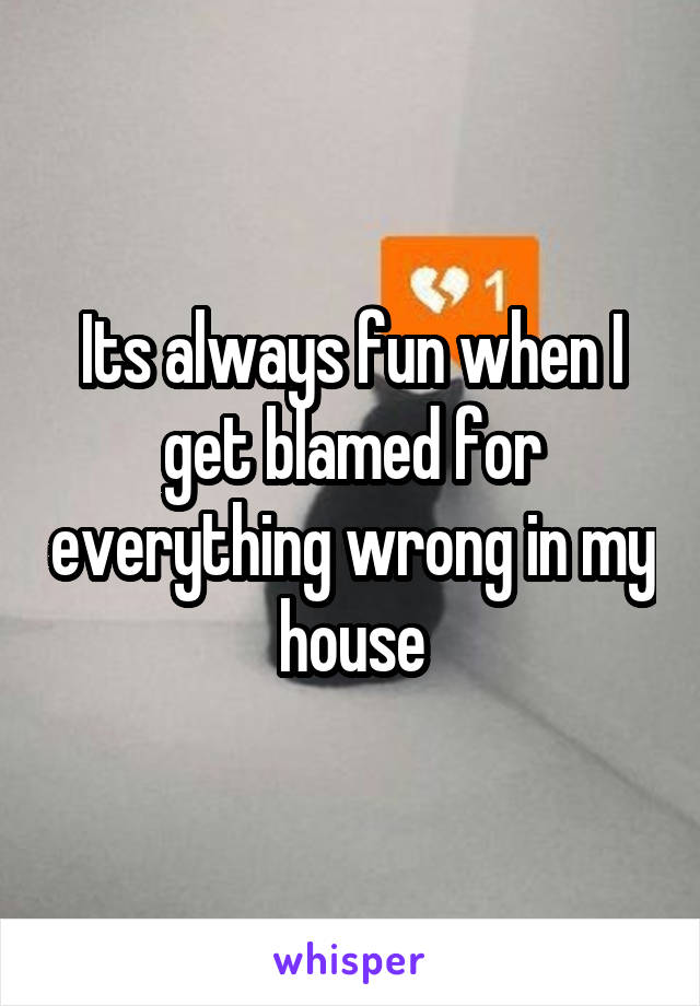 Its always fun when I get blamed for everything wrong in my house