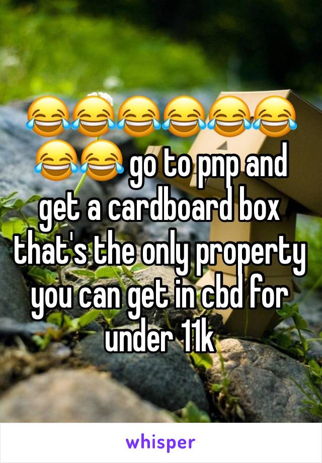 😂😂😂😂😂😂😂😂 go to pnp and get a cardboard box that's the only property you can get in cbd for under 11k