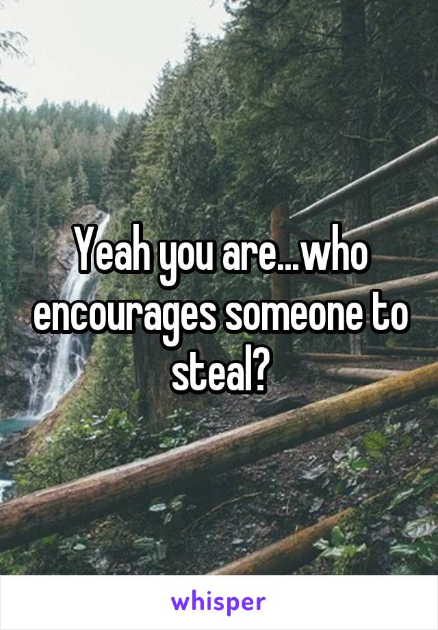 Yeah you are...who encourages someone to steal?