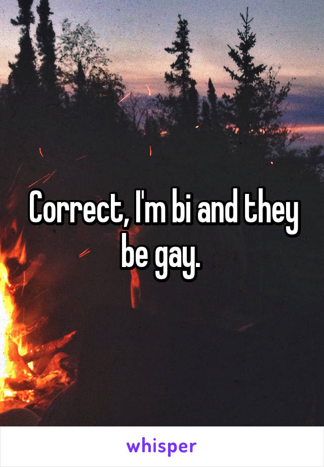 Correct, I'm bi and they be gay. 