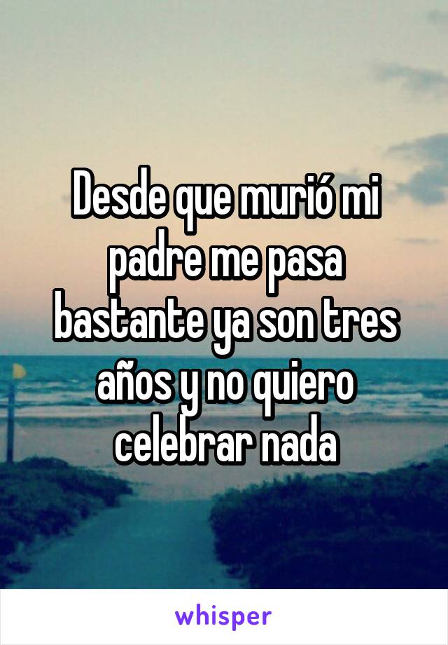 Desde que murió mi padre me pasa bastante ya son tres años y no quiero celebrar nada