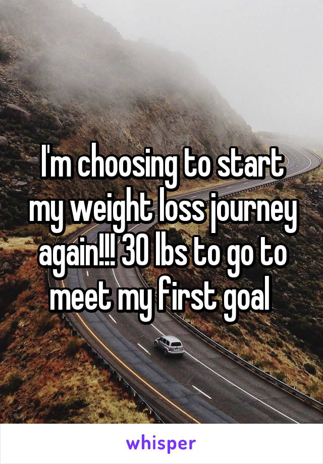 I'm choosing to start my weight loss journey again!!! 30 lbs to go to meet my first goal 