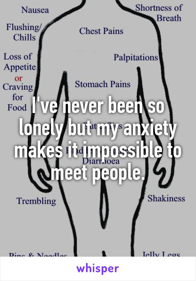 I've never been so lonely but my anxiety makes it impossible to meet people.