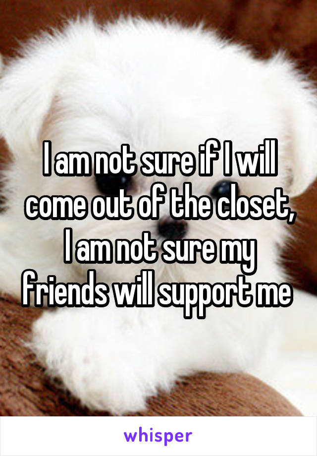 I am not sure if I will come out of the closet, I am not sure my friends will support me 