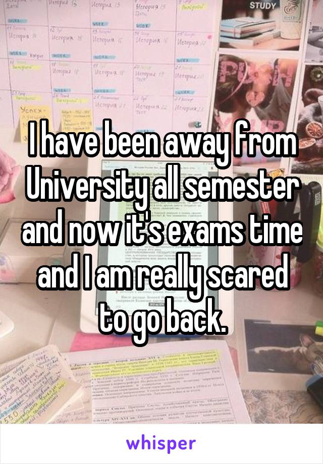 I have been away from University all semester and now it's exams time and I am really scared to go back.