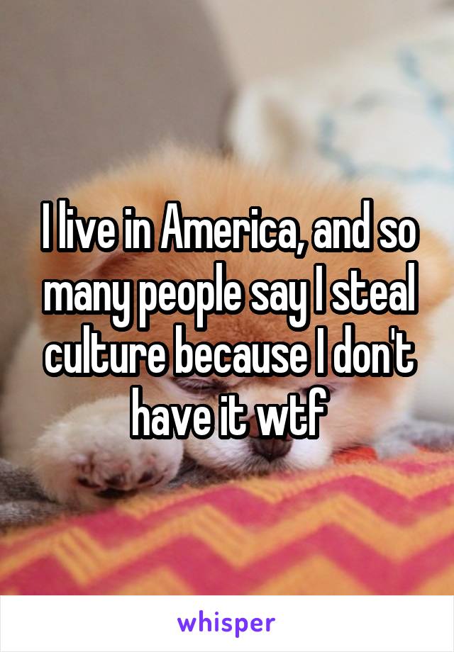 I live in America, and so many people say I steal culture because I don't have it wtf