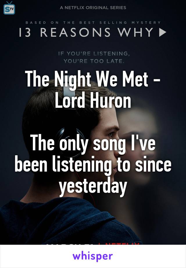 The Night We Met - Lord Huron

The only song I've been listening to since yesterday