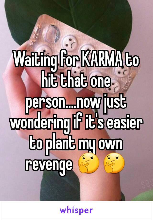 Waiting for KARMA to hit that one person....now just wondering if it's easier to plant my own revenge 🤔🤔