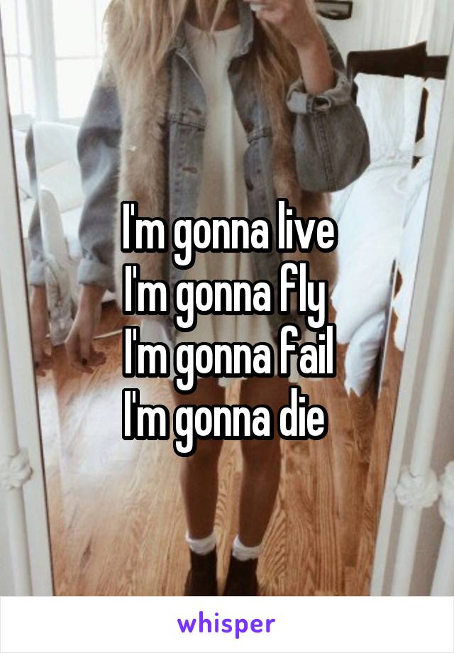 I'm gonna live
I'm gonna fly 
I'm gonna fail
I'm gonna die 