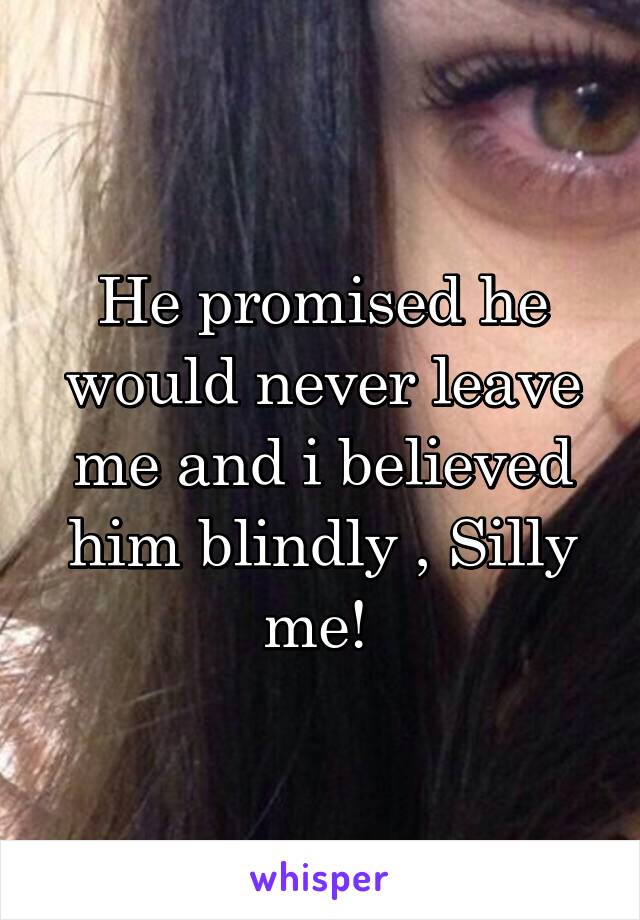 He promised he would never leave me and i believed him blindly , Silly me! 