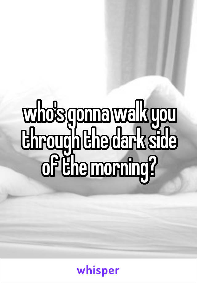 who's gonna walk you through the dark side of the morning?