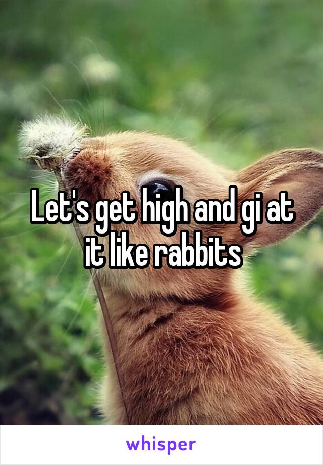 Let's get high and gi at it like rabbits