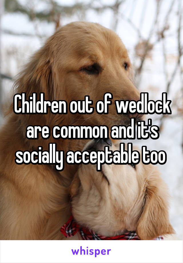 Children out of wedlock are common and it's socially acceptable too 