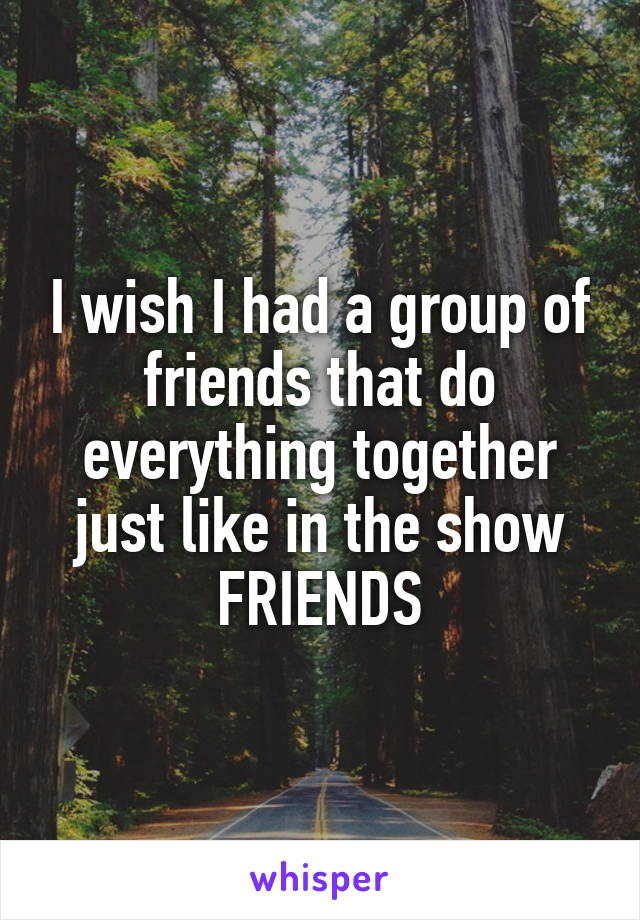 I wish I had a group of friends that do everything together just like in the show FRIENDS