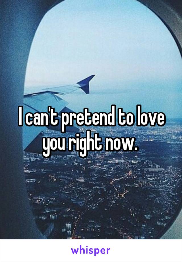 I can't pretend to love you right now. 