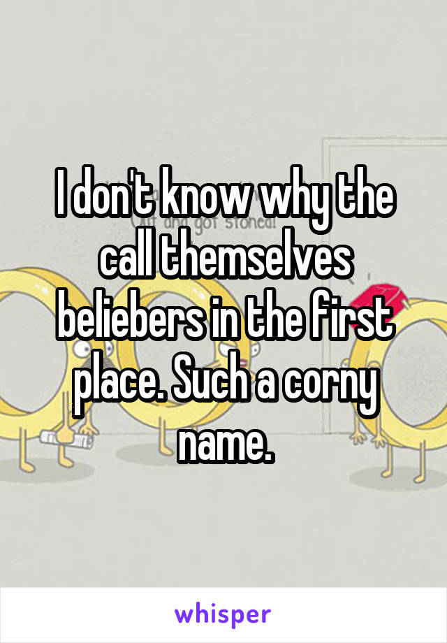 I don't know why the call themselves beliebers in the first place. Such a corny name.