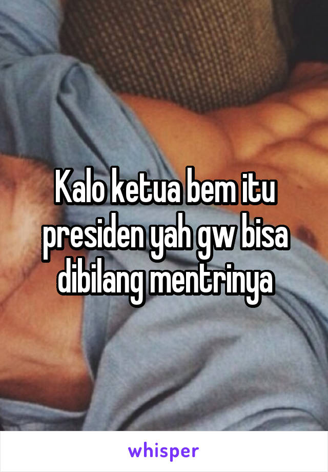 Kalo ketua bem itu presiden yah gw bisa dibilang mentrinya