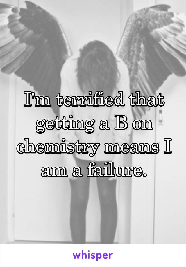 I'm terrified that getting a B on chemistry means I am a failure.