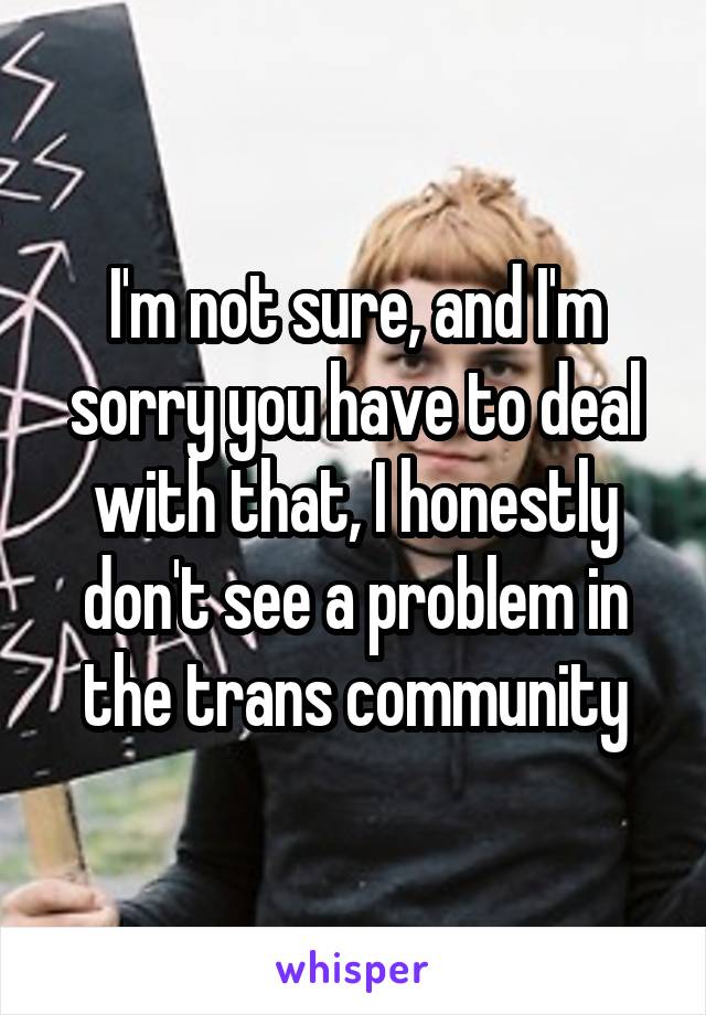 I'm not sure, and I'm sorry you have to deal with that, I honestly don't see a problem in the trans community