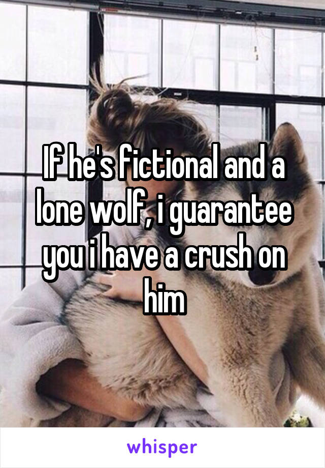 If he's fictional and a lone wolf, i guarantee you i have a crush on him