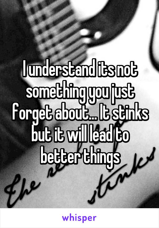 I understand its not something you just forget about... It stinks but it will lead to better things