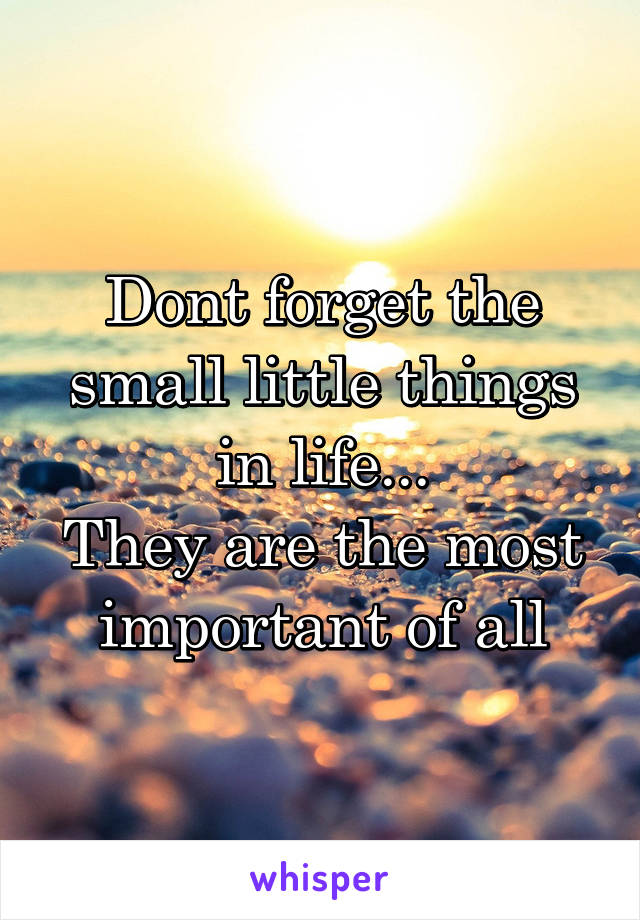 Dont forget the small little things in life...
They are the most important of all