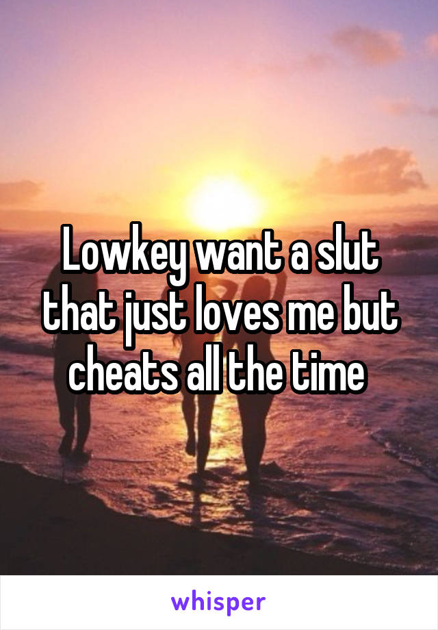 Lowkey want a slut that just loves me but cheats all the time 