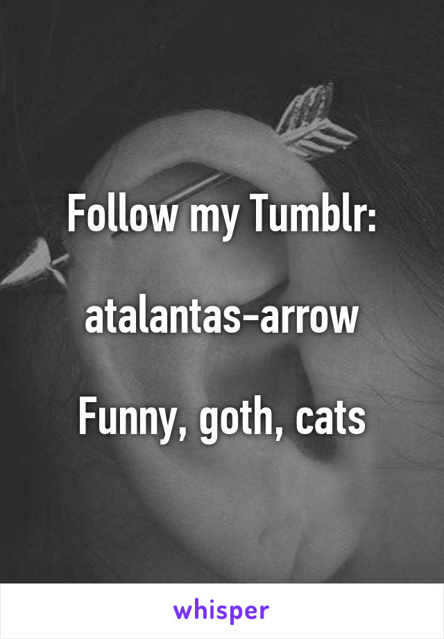 Follow my Tumblr:

atalantas-arrow

Funny, goth, cats