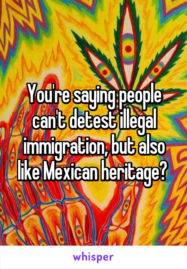 You're saying people can't detest illegal immigration, but also like Mexican heritage? 