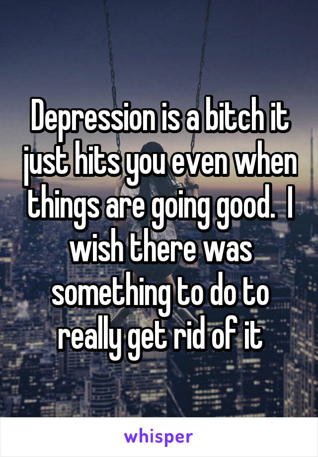 Depression is a bitch it just hits you even when things are going good.  I wish there was something to do to really get rid of it