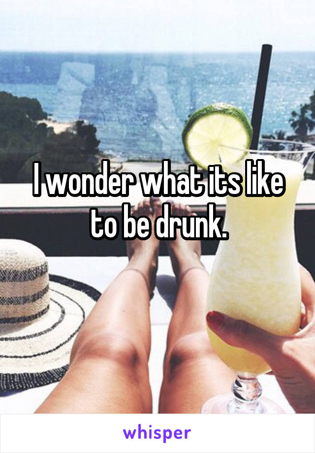 I wonder what its like to be drunk.
