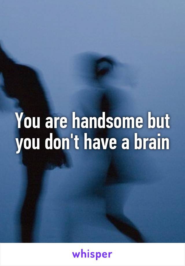 You are handsome but you don't have a brain